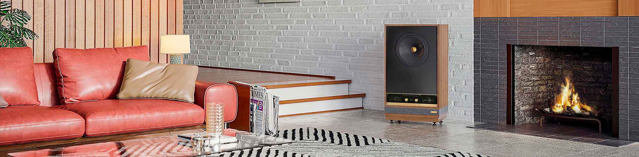 a large television in a room Fyne Audio Vintage Classic XII